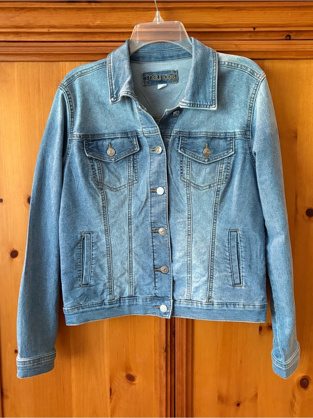 Maurices Light Blue Denim Jacket with Button Front